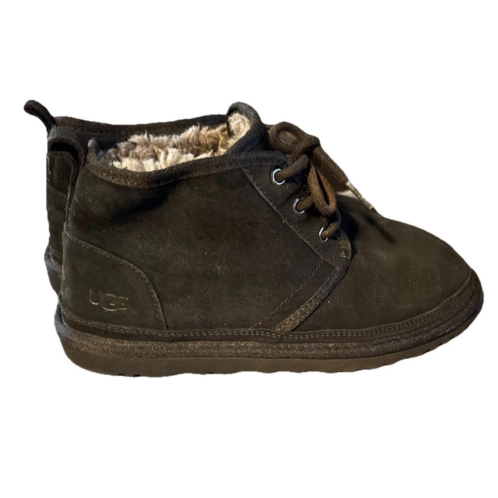 UGG Neumel Chukka Boots Women's US 8 Black Suede Lace Up Wool Fleece